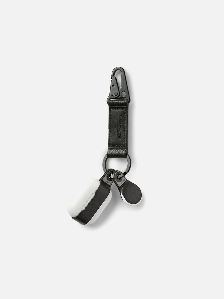 Leather lanyard / black leather keychain
