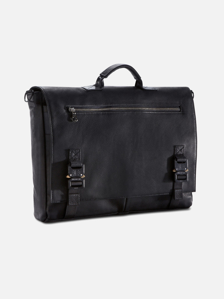 Black Satchel, Black Leather Laptop Bag, Expandable Leather Messenger