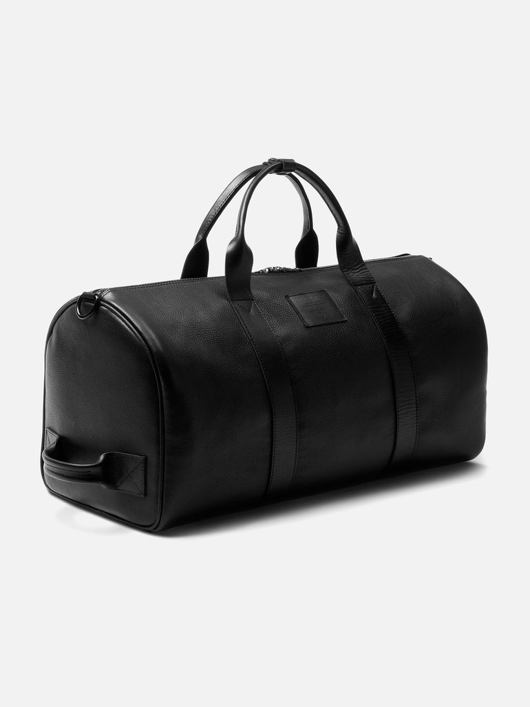 LEATHER ZIPPERED WEEKENDER DUFFLE BAG, MADE IN USA