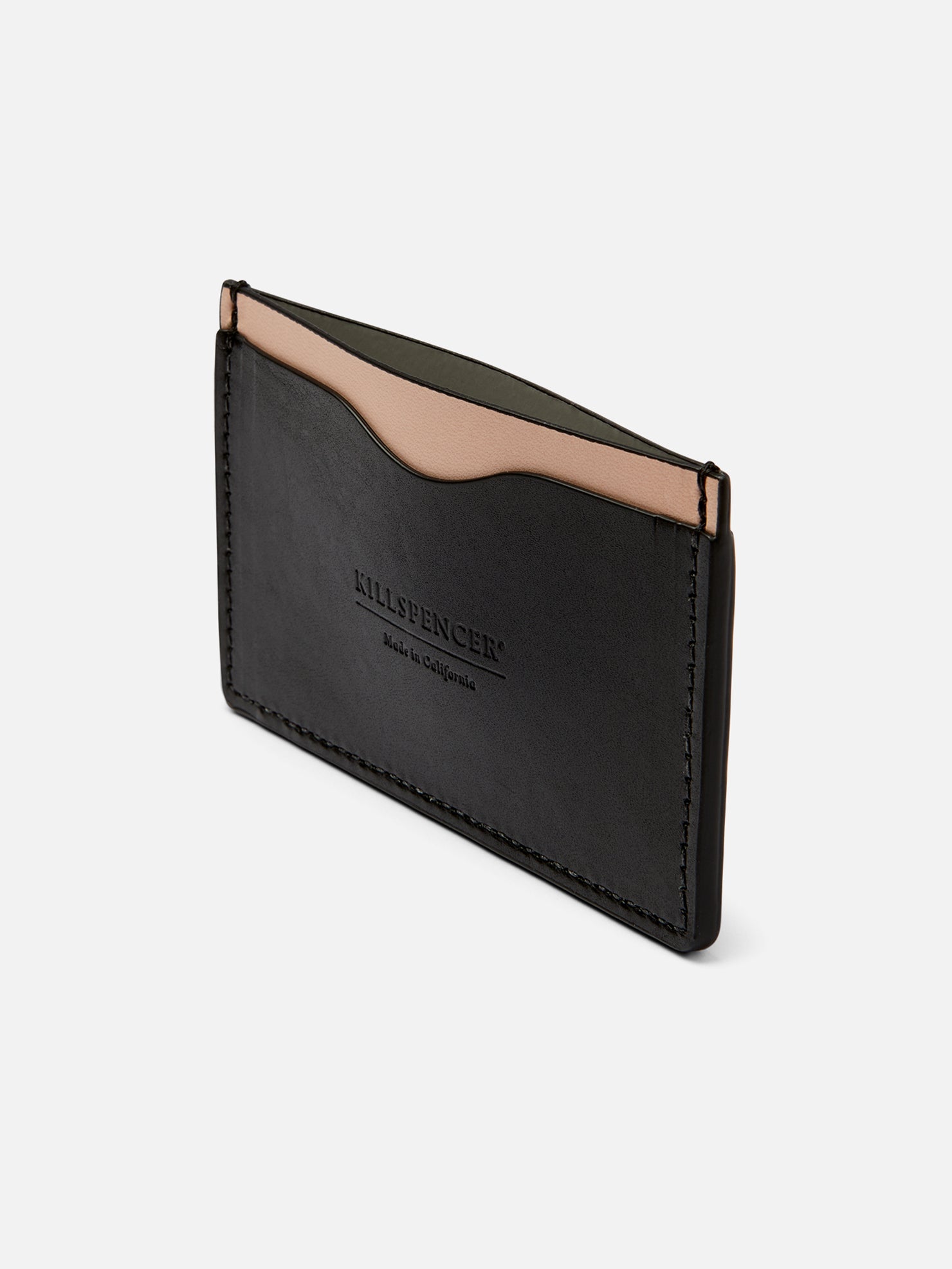 SLIM CARD WALLET | KILLSPENCER® - Black Bullhide and Black Leather with Natural