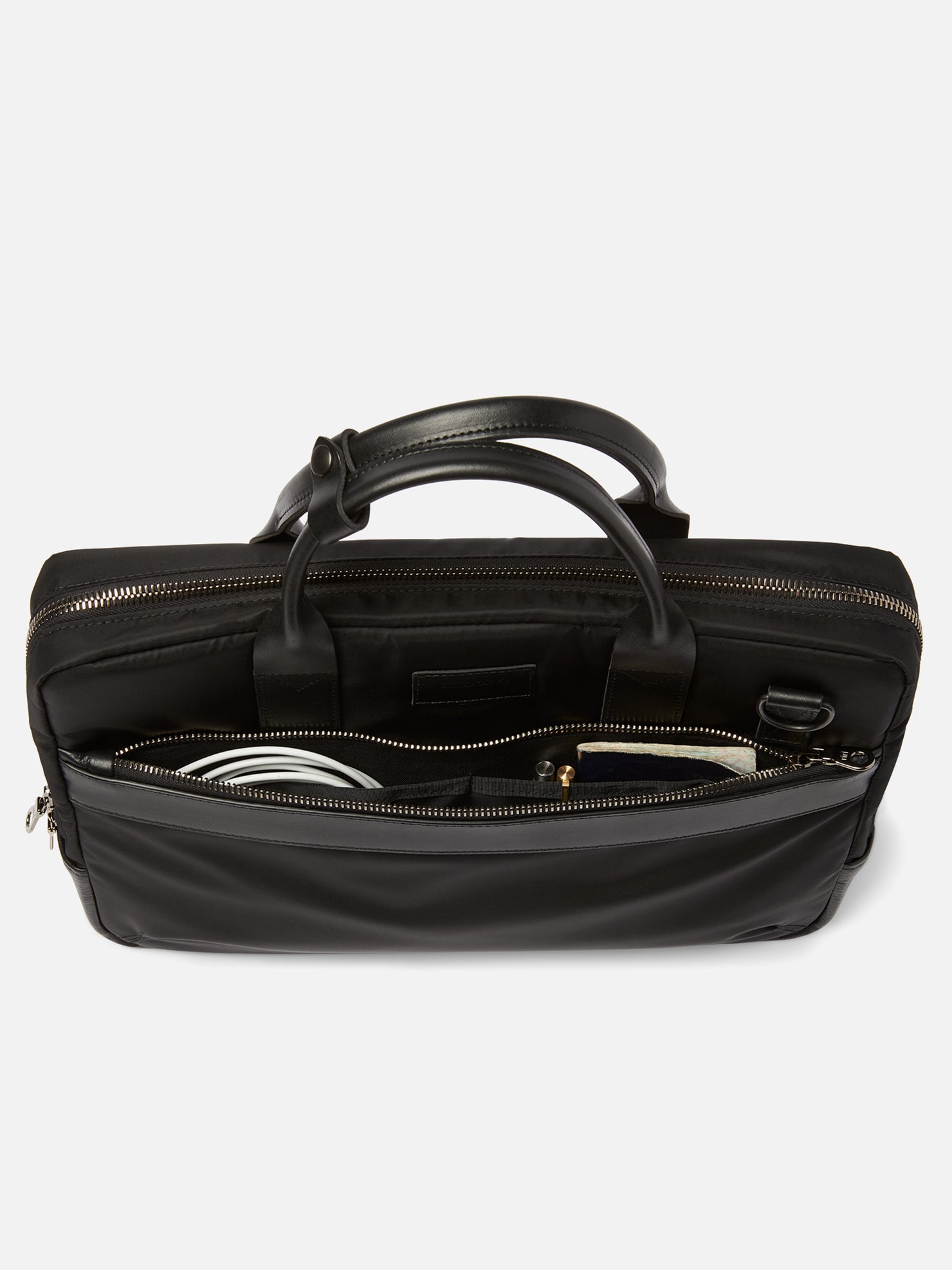 UTILITY ATTACHÉ BRIEFCASE | KILLSPENCER® - Black Italian Nylon and Leather