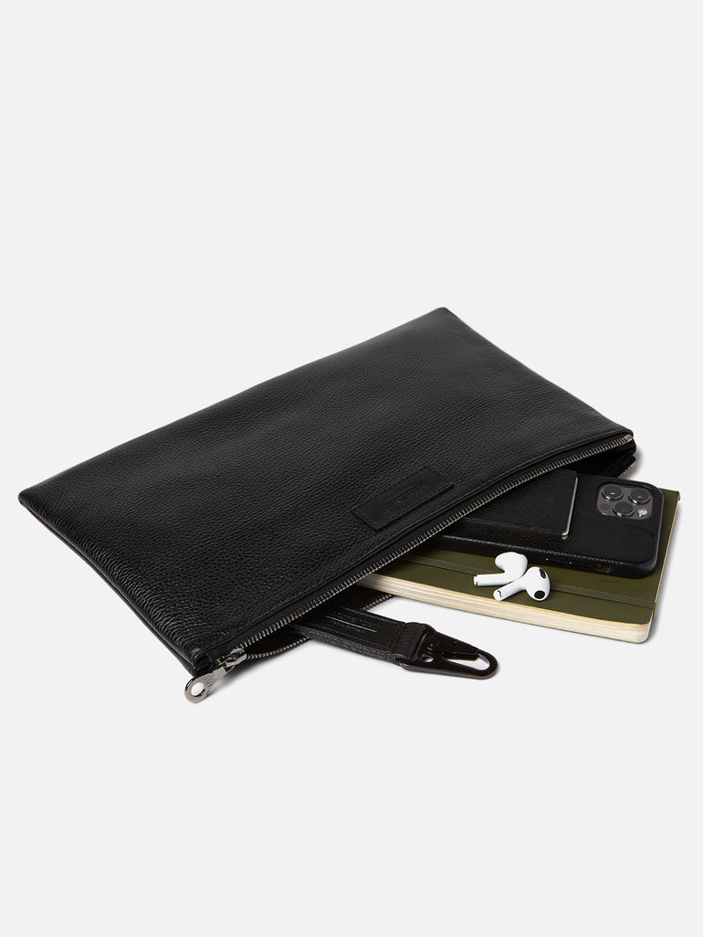 Large Full-Grain Leather Zipper Pouch, No. 3 Zip It Bag